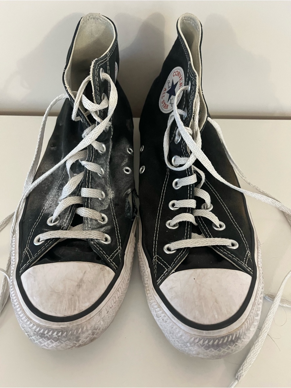 Converse Broken In Worn Black and White Mens High-Top Sneakers